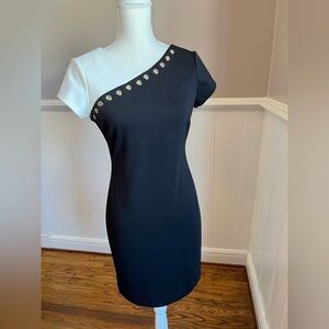 Ellen Tracy Black / White Dress Gold Studded Womens Size 2